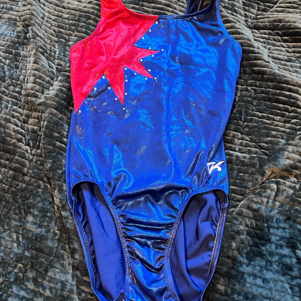 USA Olympic GK Elite Gymnastic Blue and Red Star Leotard